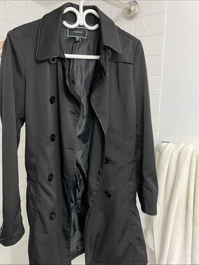 Le Chateau Black Double-Breasted Trench Coat for Women